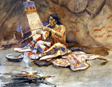 Amerikanischer Indianer Werke - die Friedenspfeife 1898 Charles Marion Russell Indianer